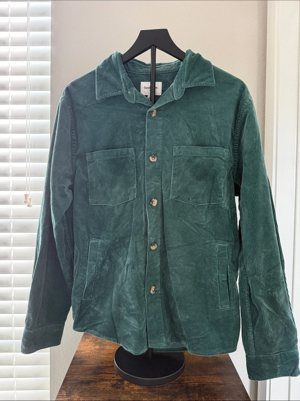 Corduroy Button-Front Shirt Jacket